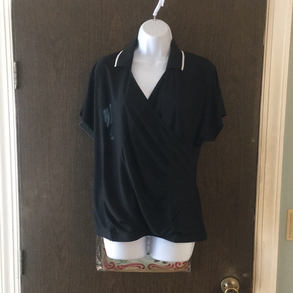 Black wrap front polo